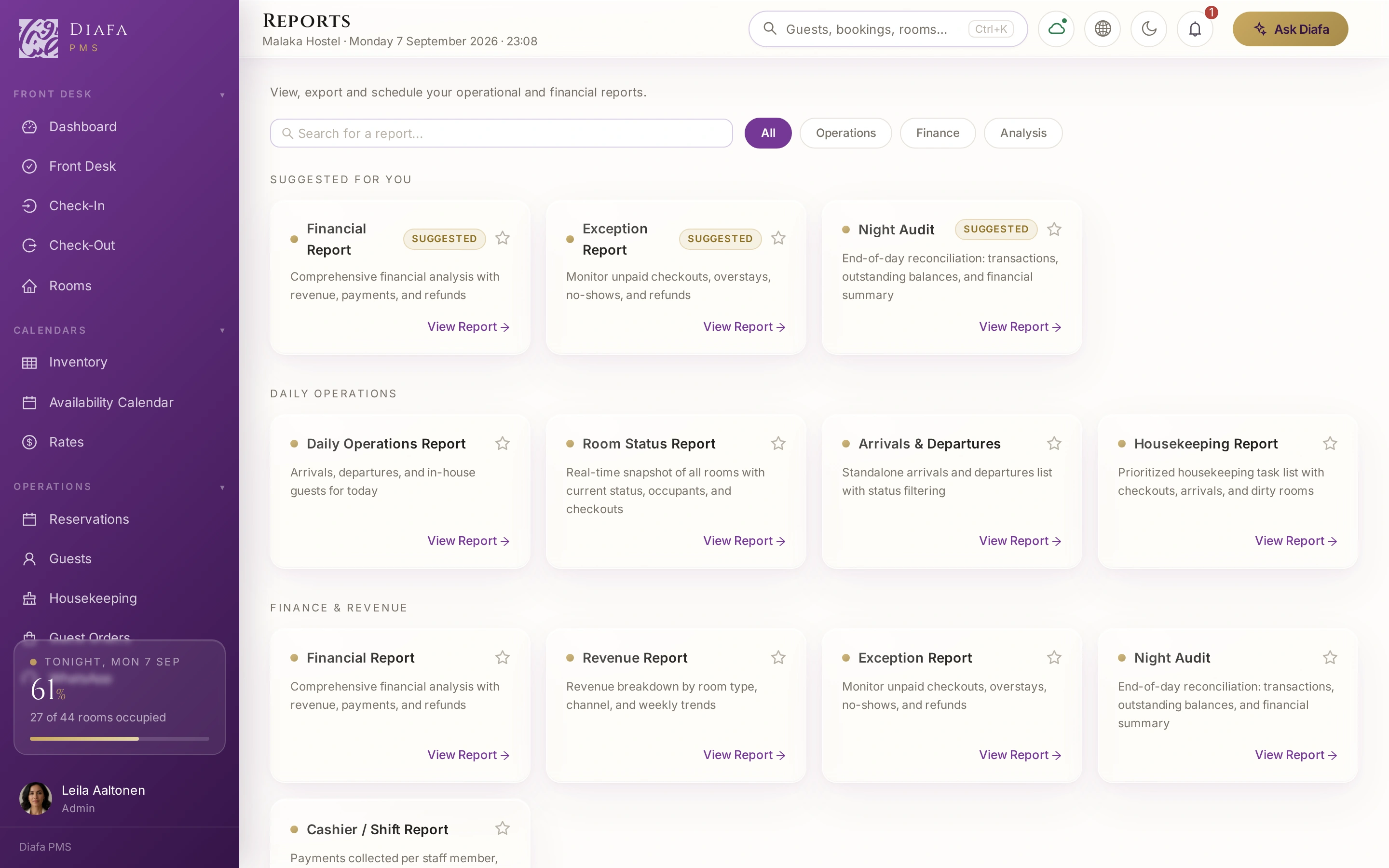 Comprehensive reporting and AI insights